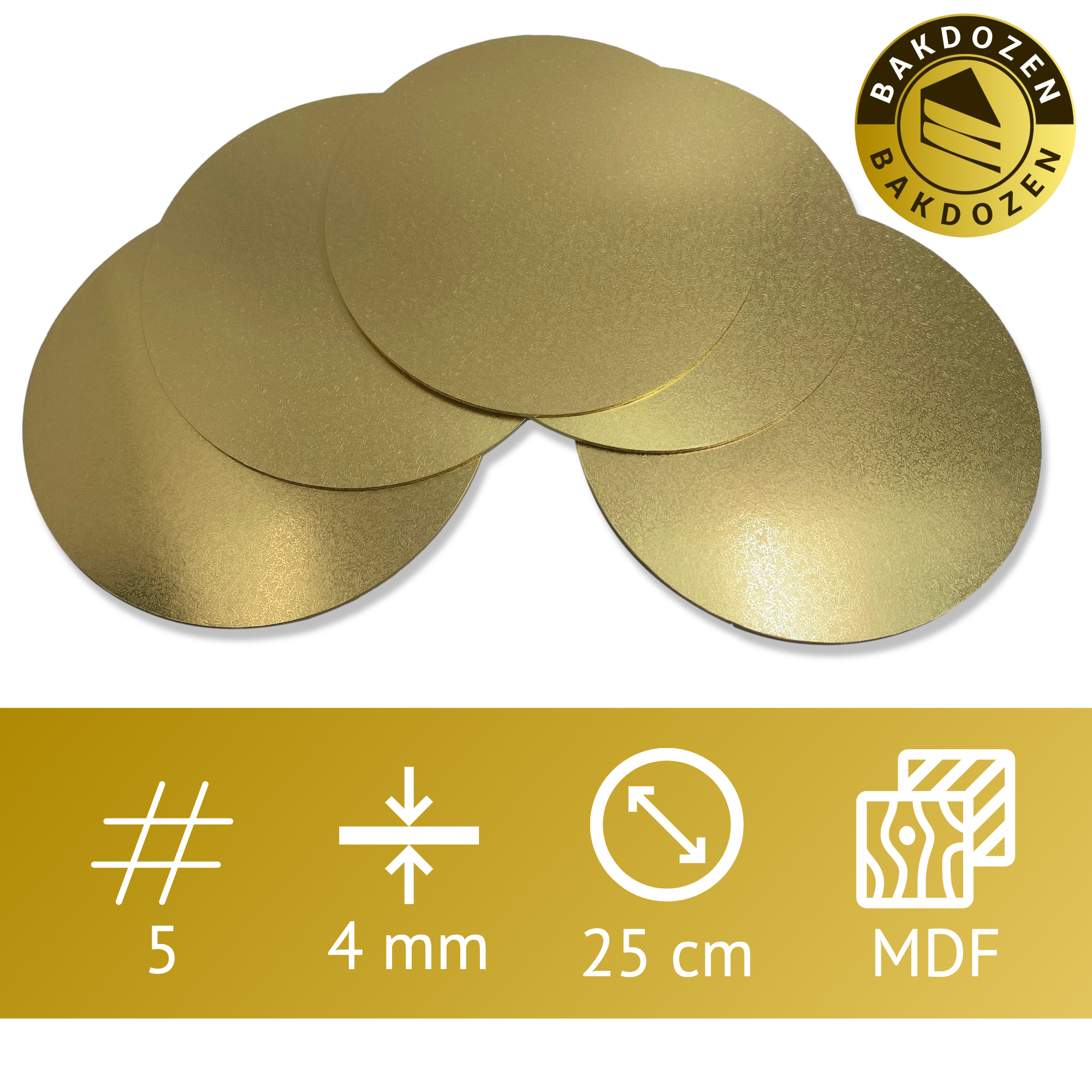 MDF Cake Board 10 inch Gold