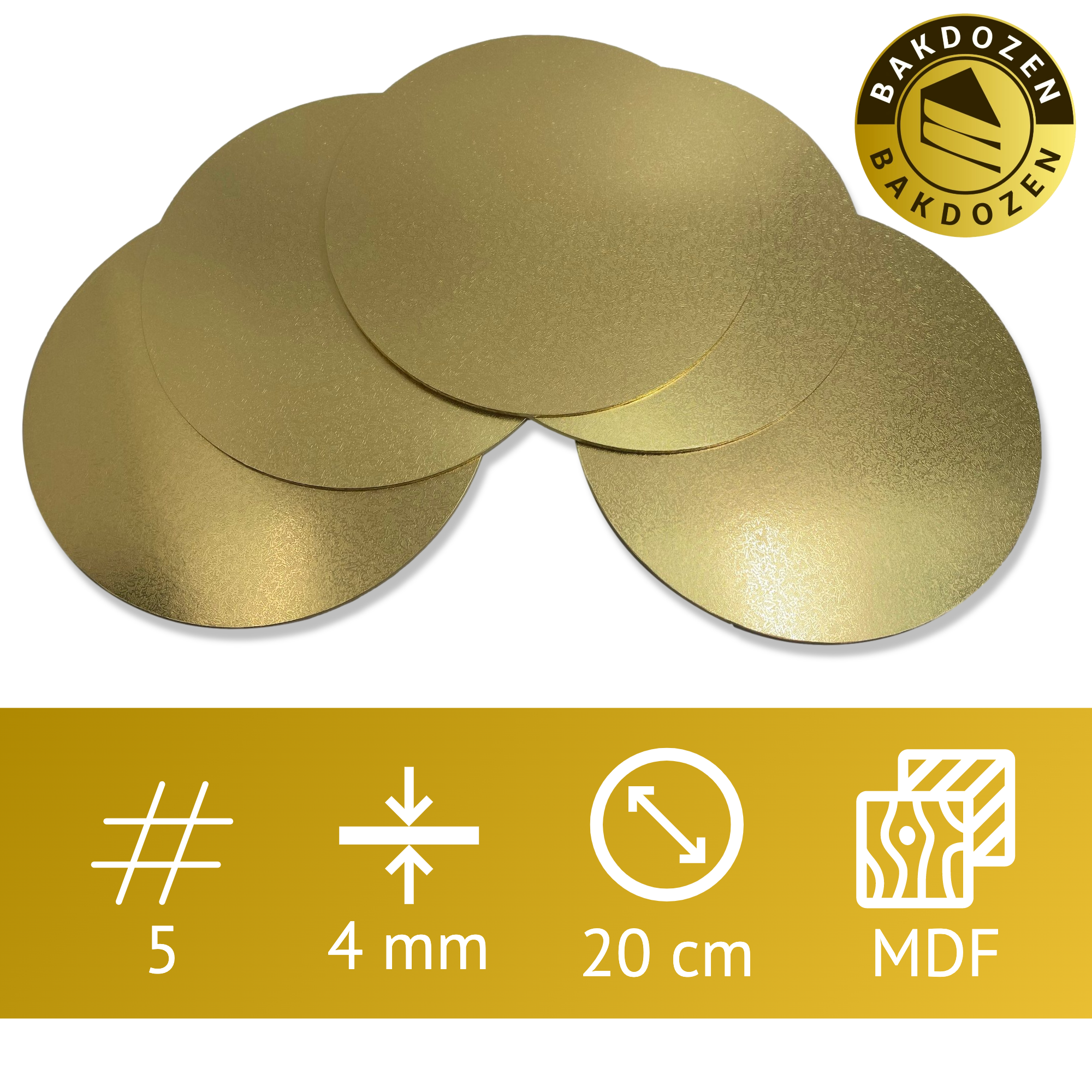 MDF Cakeboard 8 inch gold