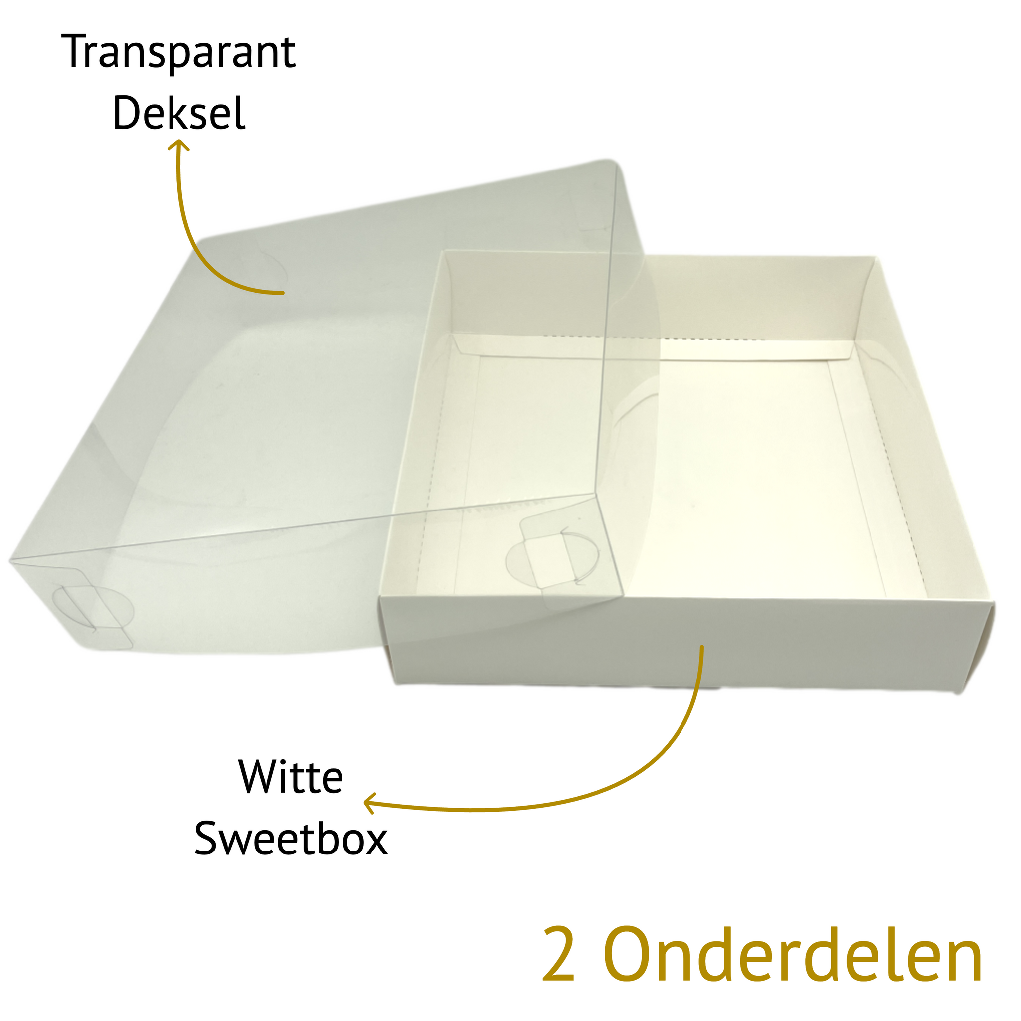 Sweetbox wit met transparant deksel – 50 stuks | Bakdozen.nl