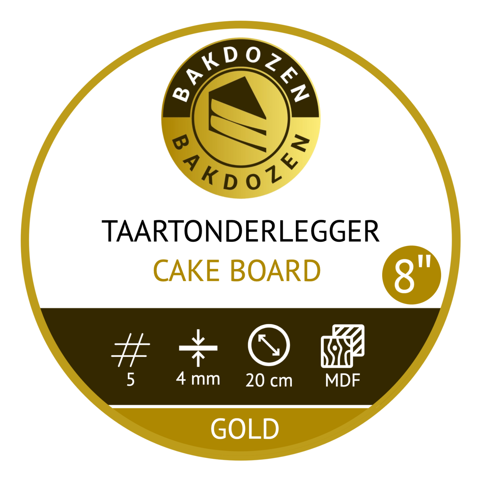 MDF Cakeboard 8 inch gold